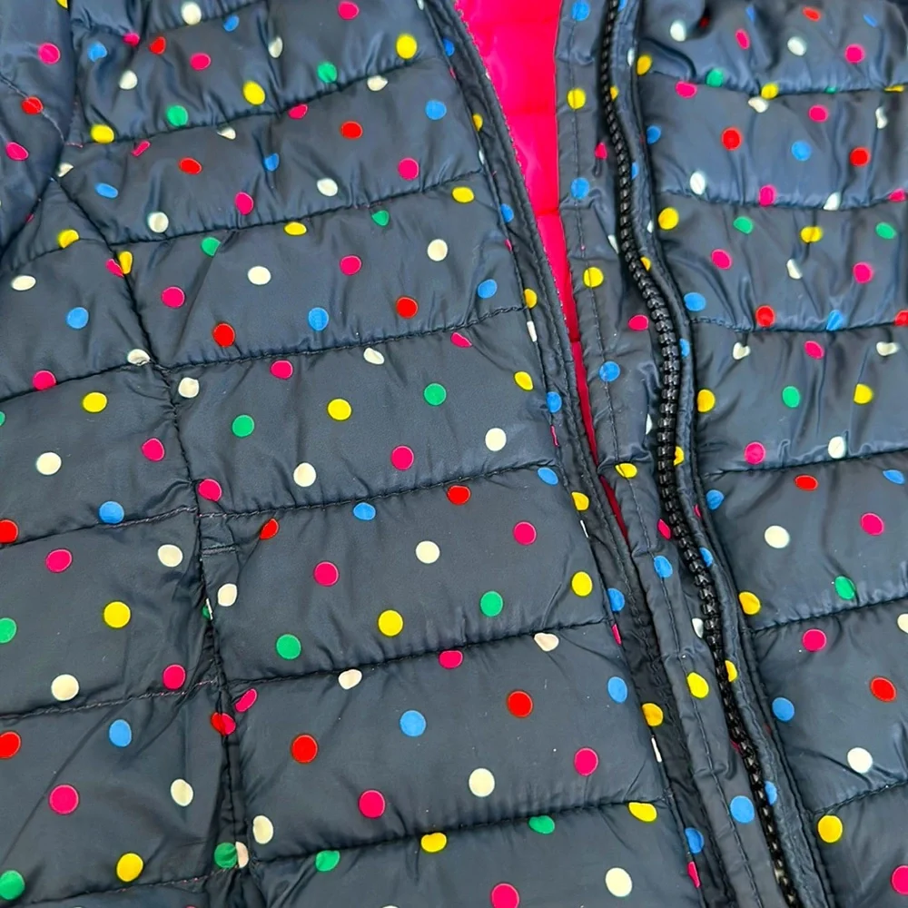 GAP Navy Polka Dot Puffer Jacket with Pink Lining